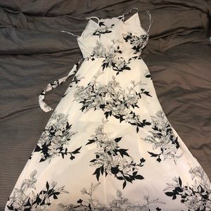 Faux wrap high-low black and white dress XL